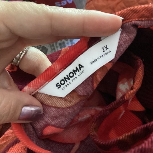 Sonoma Corduroy Puff Sleeve Peasant Top 2X Boho Prairie Western Cottagecore - Picture 13 of 16